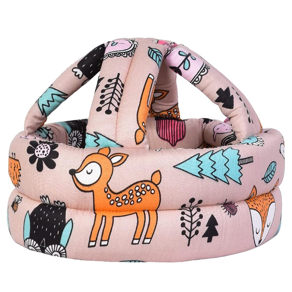 Baby Safety Helmet, Infant Baby Head Protector Head Cushion Bumper Bonnet, Soft Headguard for Toddler Learning to Walk, Pink Forest