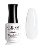 RARJSM Milky White Gel Nail Polish with Blue Glitter Clear Sheer White Nude Shimmer Gel Polish 15ml UV LED Soak Off Transparent Soft White Color Home Salon French Manicure Varnish Curing Requires