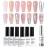 RARJSM Nude Gel Nail Polish Set 6 Colors with Metallic Silver Chrome Gel Liner Sheer Jelly Gray Pale Rose Apricot Pink GelPolish Transparent French Manicure Neutral GelVarnish LED UV Curing Requires