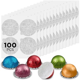 CAPMESSO Aluminum Foils Lids for Vertuo Reusable Pods,Compatible for Refillable Vertuo Pods, 100pcs Coffee Pods Foil Seals Covers(100/package)