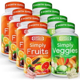 Simply Nature\'s Pledge - Packed with Over 40 Different Fruits & Vegetables - 4 Month Supply- Made with Whole Food Superfoods - with Aloe Vera - 100% Soy Free - 720 Capsules