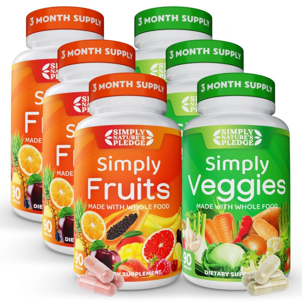 Simply Nature\'s Pledge - Packed with 42 Different Fruits & Vegetables - 3 Month Supply- Made with Whole Food Superfoods - with Aloe Vera - 100% Soy Free - 540 Capsules