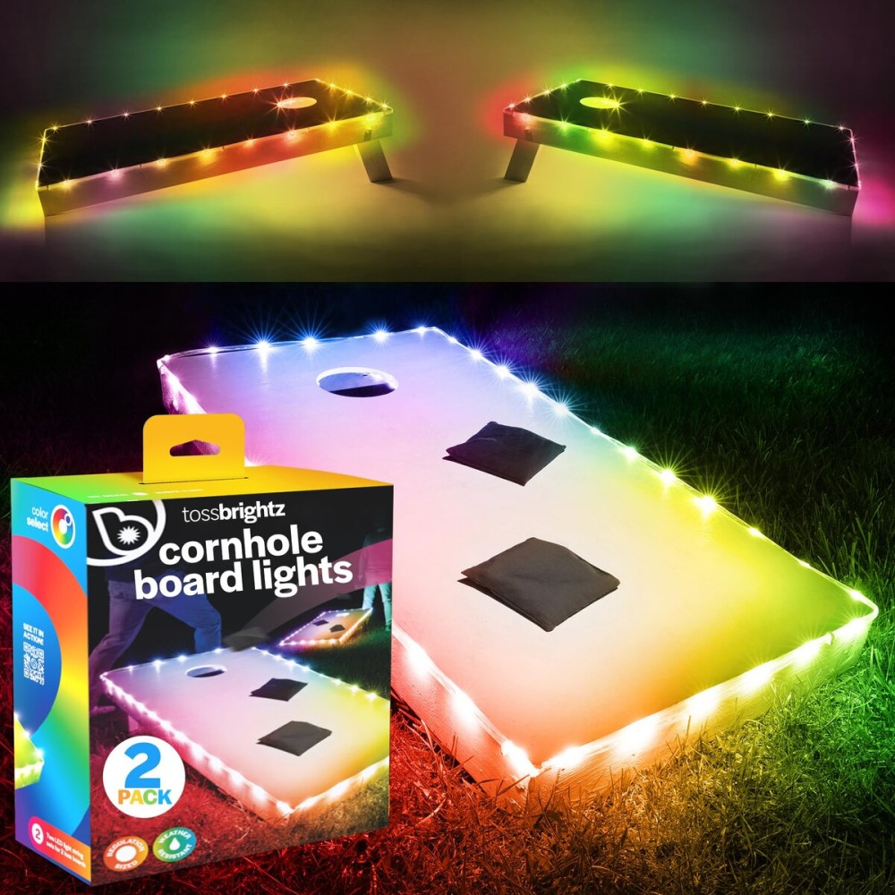 Brightz TossBrightz LED Cornhole Lights - Color Select & Changing Modes for Board and Hole - Light Up Kit for Glow in The Dark Corn Hole