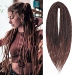 Leeven 30 Strands Double Ended Synthetic Dreadlock Extensions 24 Inch Thin Ombre Brown Full Set DE Hippie Wool Dreads Braid in Soft Viking Dreads for Women Men