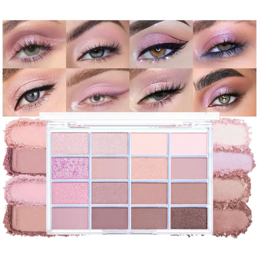 CAKAILA 16Colors Light Purple Pink Brown Nude Basics Matte Eyeshadow Palette,Eye Shadow Travel Makeup Palette all in one Long Lasting Waterproof,Great for Travel Gift Kit