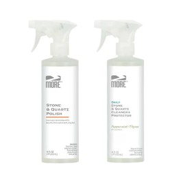 MORE - Twin Pack - Includes Stone & Quartz Cleaner + Polish - Granite, Quartz & Marble Cleaner & Polish - For Kitchen & Bathroom Countertops - Pack of 2 16oz Sprays - Peppermint-Thyme