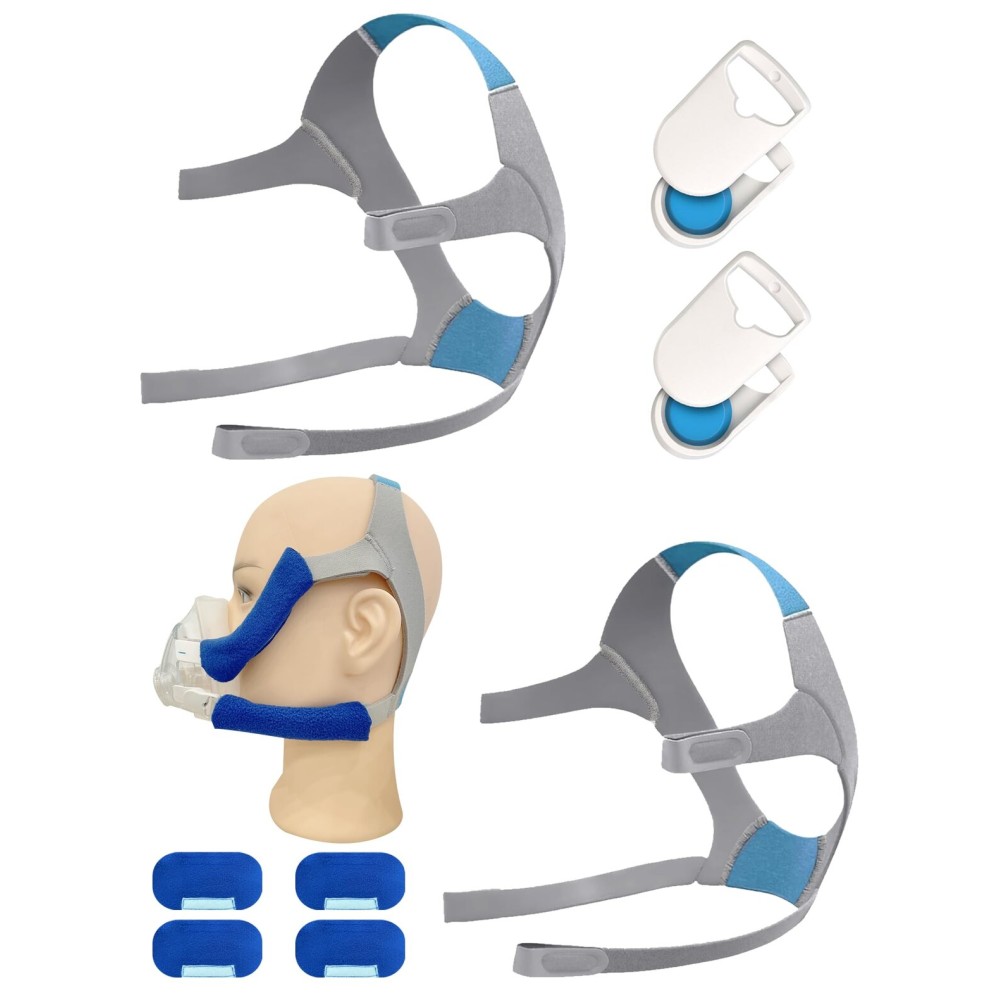 2 Packs F20 Replacement Headgear Compatible with F20 Full-face Mask, Include 4 Magnetic Clips+4 Packs Headgear Straps (Medium)