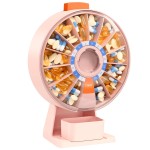 Daviky Pill Dispenser Daily, Large Pill Organizer with Wall-Mounted or Standing Use, 14 Days Pill Container, Push Button Design, Weekly Pill Box for Vitamin, Medicine,Supplement, Fish Oil(Pink)