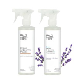 MORE - Twin Pack - Includes Stone & Quartz Cleaner + Polish - Granite, Quartz & Marble Cleaner & Polish - For Kitchen & Bathroom Countertops - Pack of 2 16oz Sprays - Lavender Verbena