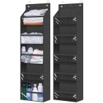 AOODA 2 Pack Over the Door Organizer, Large Capacity Closet Door Hanging Organizer, Clear Deep Pockets Baby Storage for Nursery, Bathroom, Bedroom, Pantry, Diapers (Black)
