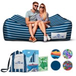 Chillbo Lazybone Inflatable Couch - Ultimate Inflatable Lounger for Maximum Chill - The Perfect Blow Up Couch for Music Festivals Or Inflatable Lounger for Camping - Nautical Blue
