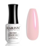 RARJSM Nude Pink Gel Nail Polish with Purple Pearl Glitter Clear Sheer Nude Shimmer Gel Polish 15ml UV LED Soak Off Transparent Soft Pink Color Home Salon French Manicure Varnish Curing Requires