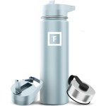 IRON FLASK Camping & Hiking Hydration Flask with Straw, Wide Mouth Insulated Stainless Steel Sports Water Bottle - 22 oz Morning Mist