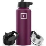 IRON FLASK Camping & Hiking Hydration Flask with Straw, Wide Mouth Insulated Stainless Steel Sports Water Bottle - 32 oz Burgundy