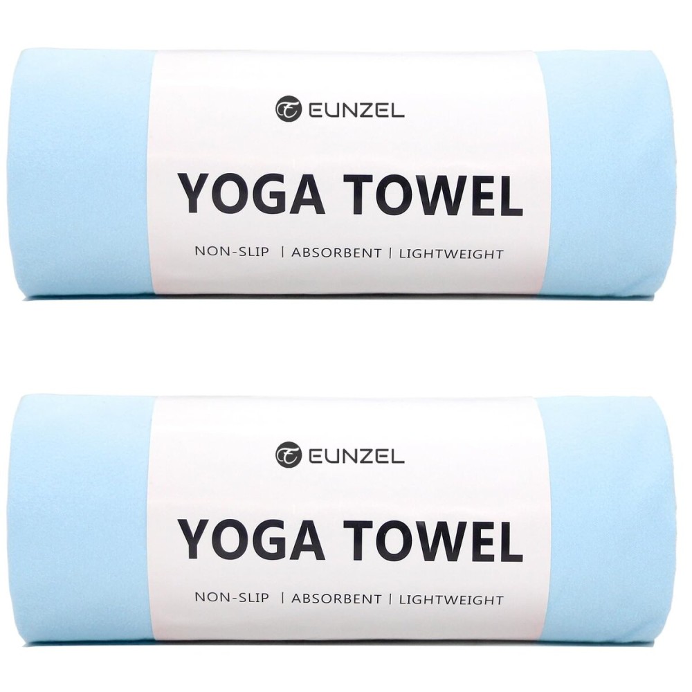 Eunzel 2 Pack Hot Yoga Towel Non Slip Yoga Mat Towel Non-Slip Sweat Absorbent Microfiber Towel for Hot Yoga, Pilates and Workout 72 x 26.5, Blue