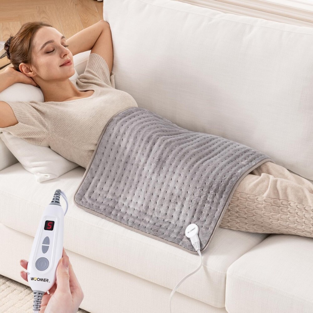 WOOMER Extra Large Heating Pad, 20x24 XLL Heating Pad, Heat Pad with Multi-Color Option, Moist Heat Therapy Feature, Auto Shut-Off, Power Cords Storage Belt