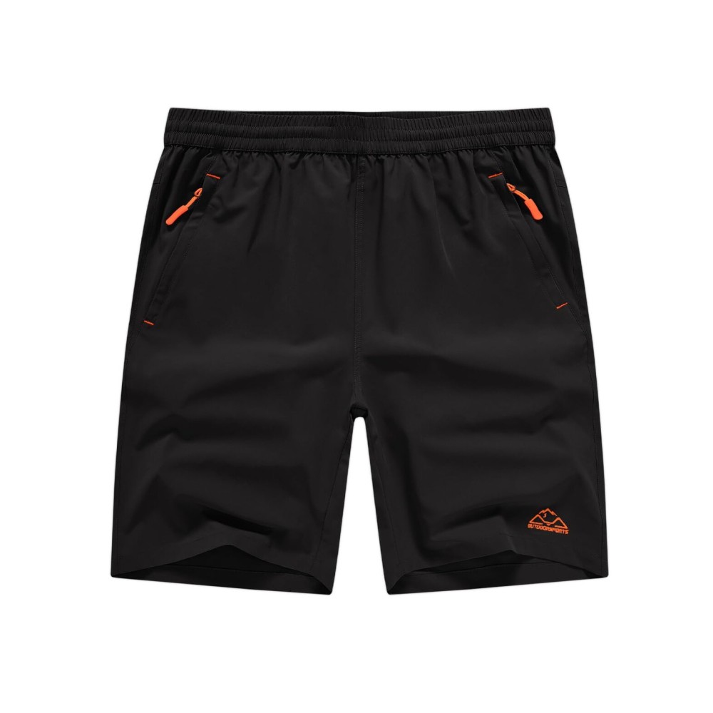 TBMPOY Men\'s Shorts 9 Hiking Running Shorts Zipper Pockets Athletic Outdoor Sports Gym Workout Short 4 Pockets Black 2XL
