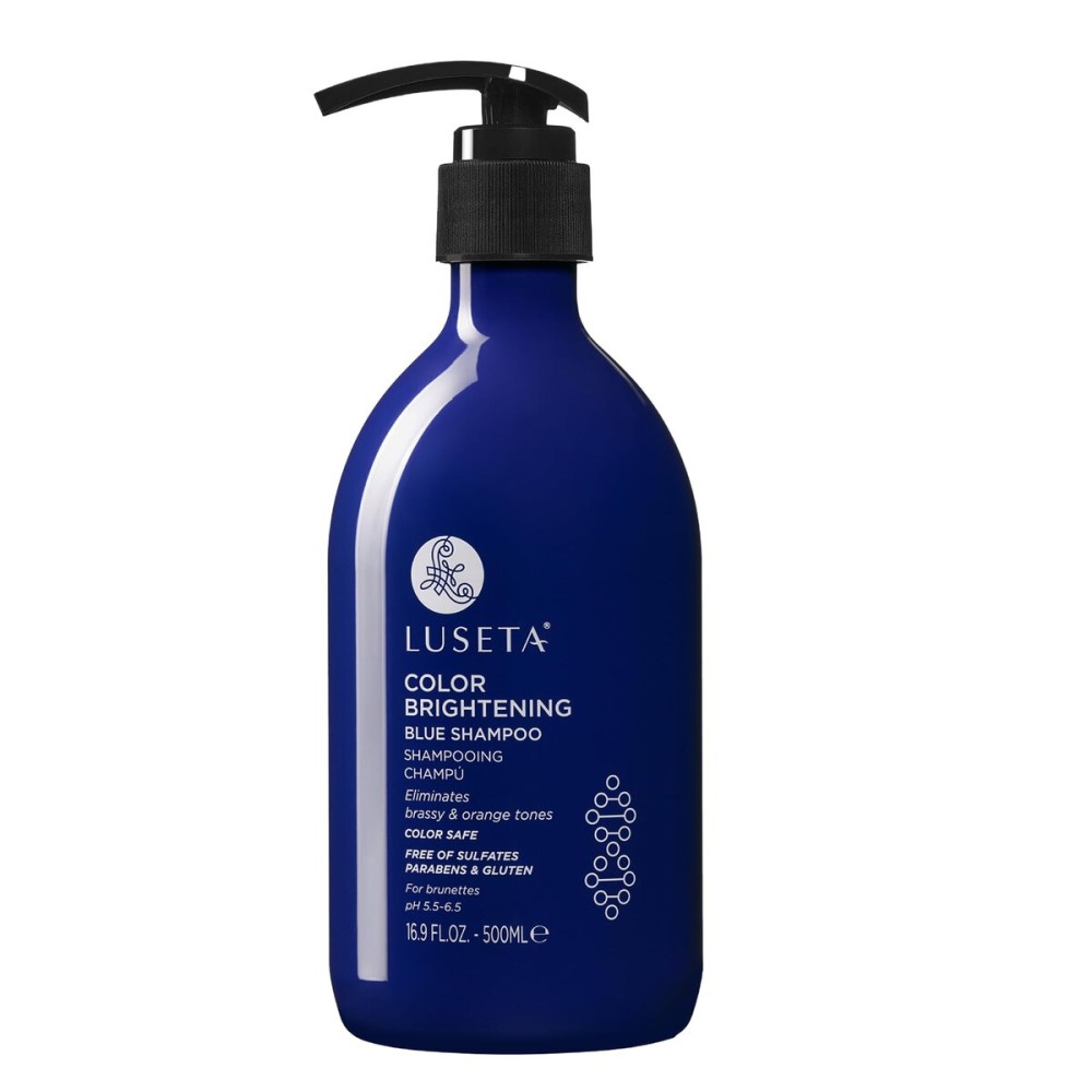 Luseta Color Brightening Blue Shampoo for Brunettes and Brassy Orange Tones, Hair Care Routine Shmapoo for Color Treated Hair, Sulfate Phosphate & Paraben Free 16.9oz