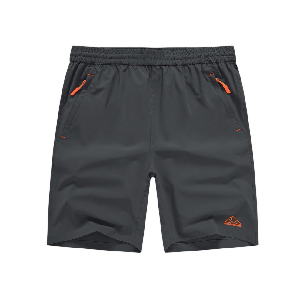 TBMPOY Men\'s Shorts 9 Hiking Running Shorts Zipper Pockets Athletic Outdoor Sports Gym Workout Short 4 Pockets Cool Grey 2XL