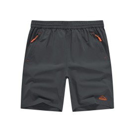 TBMPOY Men\'s Shorts 9 Hiking Running Shorts Zipper Pockets Athletic Outdoor Sports Gym Workout Short 4 Pockets Cool Grey 2XL