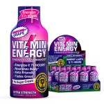 Vitamin Energy Immune+ Extra Strength Energy Shot Grape 12 Pack, 260mg Natural Caffeine, B-Vitamins, Citicoline, Green Tea, Immunity & Focus Support, Zero Sugar, Gluten-Free 1.93 fl oz