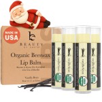USDA Organic Lip Balm - USA Made with Natural Ingredients, Stocking Stuffers for Adults & Teens, Beeswax Vanilla Chapstick for Dry Lips, Beauty Gifts for Women, Birthday Gifts for Her & Him