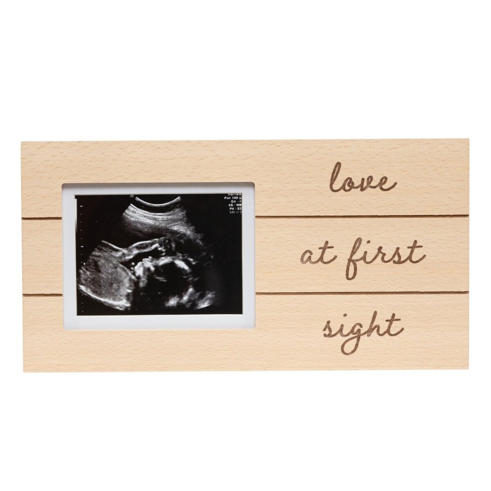 Pearhead Love At First Sight Wooden Sonogram Plaque Picture Frame, Ultrasound Pregnancy Announcement Frame, Ideal Nursery Decor and Gift for Mother\'s Day, Baby Shower, New And Expecting Mom