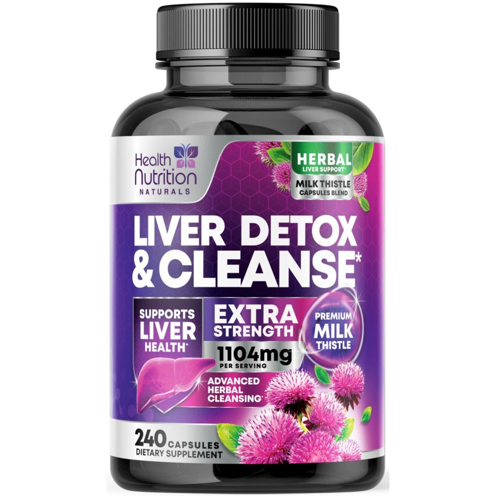 Gentle Liver Cleanse Detox & Repair Formula - Advanced Liver Support Supplement with Silymarin Milk Thistle, Dandelion Root, Artichoke Extract, Turmeric, Choline, & Beetroot - 240 Veggie Capsules