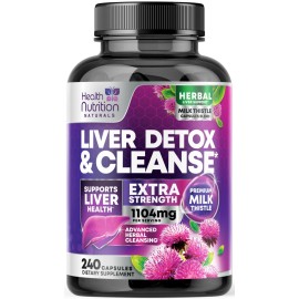 Gentle Liver Cleanse Detox & Repair Formula - Advanced Liver Support Supplement with Silymarin Milk Thistle, Dandelion Root, Artichoke Extract, Turmeric, Choline, & Beetroot - 240 Veggie Capsules