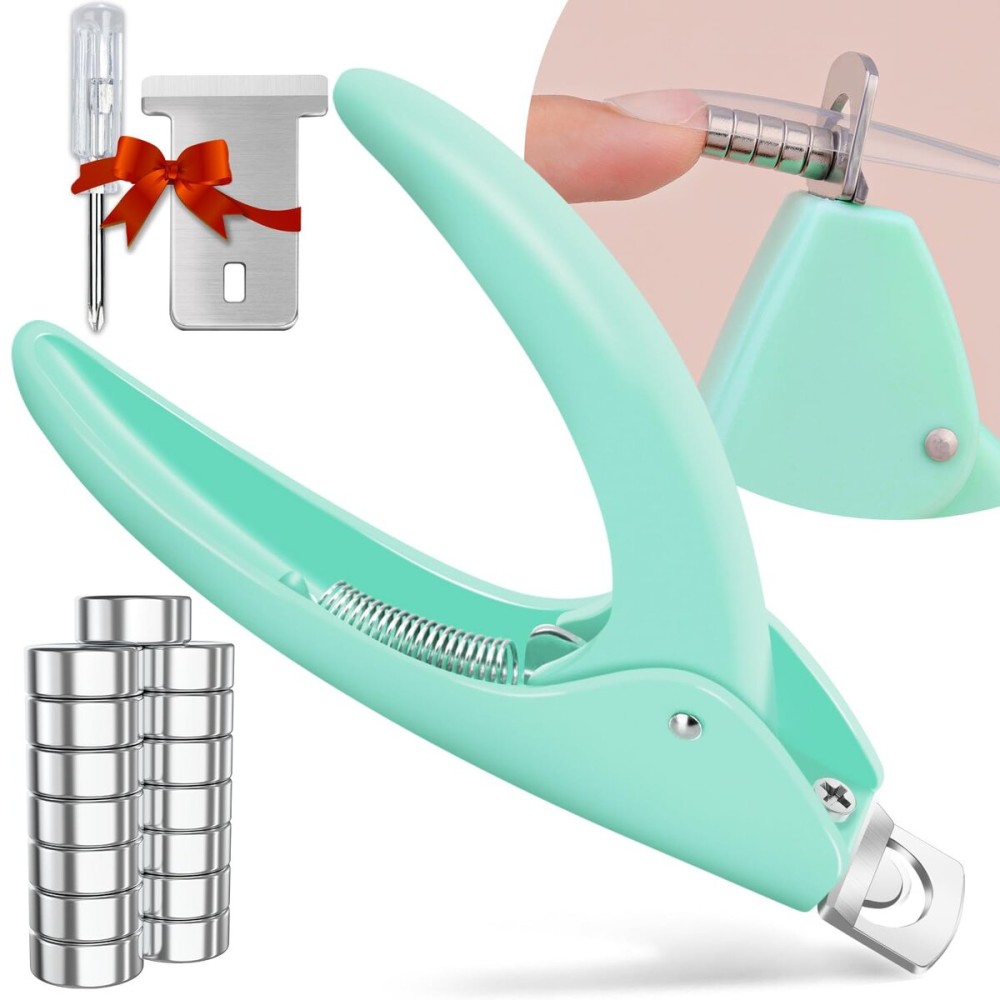 Green Adjustable Nail Clippers with Magnet Sizers for Acrylic Nails, Professional Stainless Steel Fake False Nail Tip Sharp Clipper Cutter Trimmer, Manicure Tool for Salon Home Nail Art