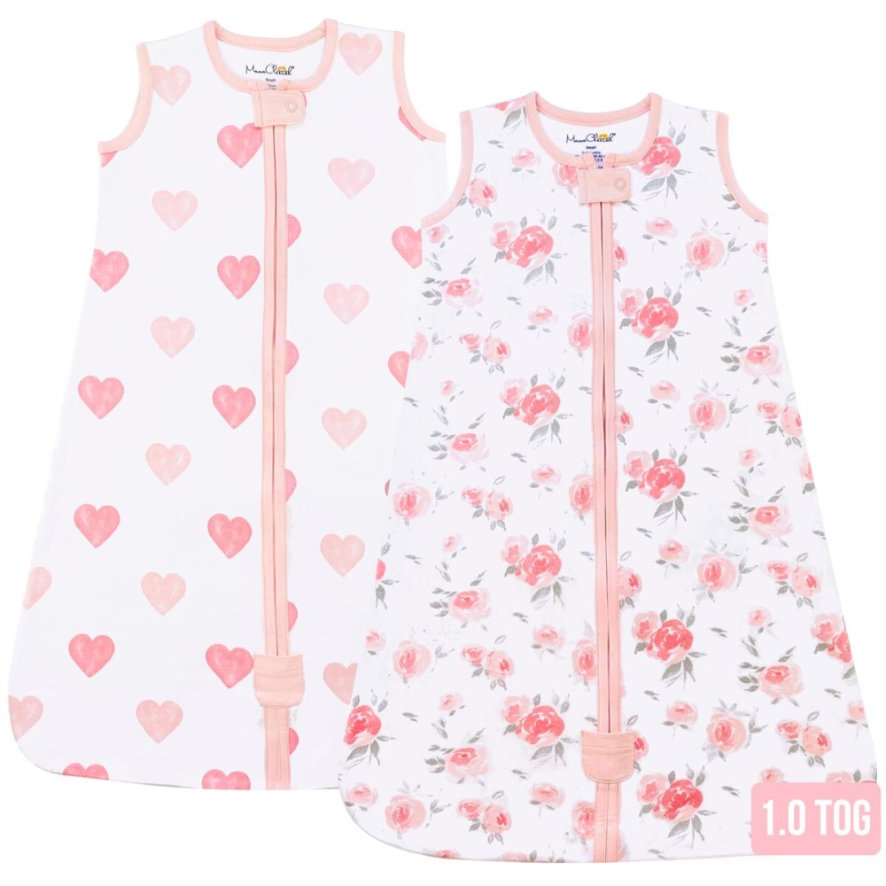 Baby Sleep Sack 1.0 TOG, Organic Cotton Baby Wearable Blanket with Two-Way Zipper, Swaddle Transition Baby Sleeping Bag, All-Season Sleep Sack for Newborn Infant Toddler Boy Girl, 2-Pack, 18-24 Month