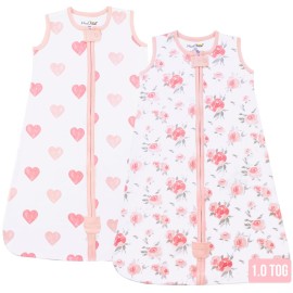 Baby Sleep Sack 1.0 TOG, Organic Cotton Baby Wearable Blanket with Two-Way Zipper, Swaddle Transition Baby Sleeping Bag, All-Season Sleep Sack for Newborn Infant Toddler Boy Girl, 2-Pack, 18-24 Month