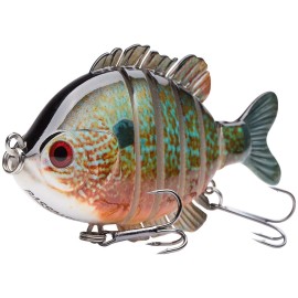 BASSDASH SwimPanfish Multi Jointed Panfish Bluegill Swimbaits Hard Topwater Bass Lures Fishing Lure Crank Saltwater 3.5in/0.85oz