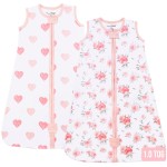 Baby Sleep Sack 1.0 TOG, Organic Cotton Baby Wearable Blanket with Two-Way Zipper, Swaddle Transition Baby Sleeping Bag, All-Season Sleep Sack for Newborn Infant Toddler Boy Girl, 2-Pack, 0-6 Month