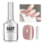 GAOY Glassy Cat Eye Gel Nail Polish, 16ml Glitter Holographic Nail Polish with Magnet, Reflective Translucent UV Gel, 2062 Pale Blush