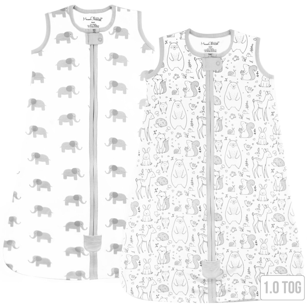 Baby Sleep Sack 1.0 TOG, Organic Cotton Baby Wearable Blanket with Two-Way Zipper, Swaddle Transition Baby Sleeping Bag, All-Season Sleep Sack for Newborn Infant Toddler Boy Girl, 2-Pack, 12-18 Month