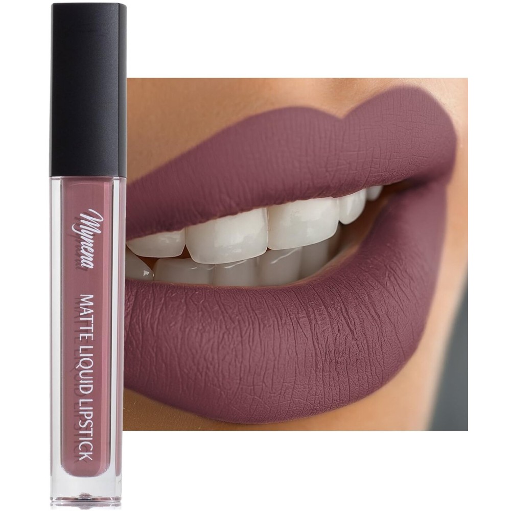 Mynena Dusty Mauve Rose Matte Liquid Lipstick | Long-Lasting Comfort | Smudge-Proof Transfer-Resistant | Full Coverage Non-Drying | Vegan & Cruelty-Free | All-Day Wear Lip Color | Eve