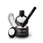 THICK FIBER Root Touch Up and Hair Loss Concealer Set - Water & Sweat Resistant Hairline Powder for Thinning Hair, Women - Includes Brush (White)