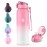 WEMEET Insulated Water Bottle with Removable Straw 17oz, 18/10 Stainless Steel Double Walled Water Cup for Sports, Gym, Travel, and School(PINK WHITE)