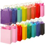 BLEWINDZ 32 Pieces Gift Bags with 32 Tissues, 16 Colors Party Favor Bags with Handles, Rainbow Gift Bag for Wedding, Birthday, Party Supplies and Gifts