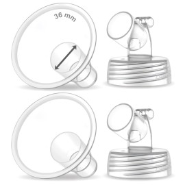 2X 36 mm Maymom Two-Piece Wide Neck Pump Parts for Spectra S1/S2 Pumps; Incl Wide Mouth Flanges; Not Original Spectra Flange