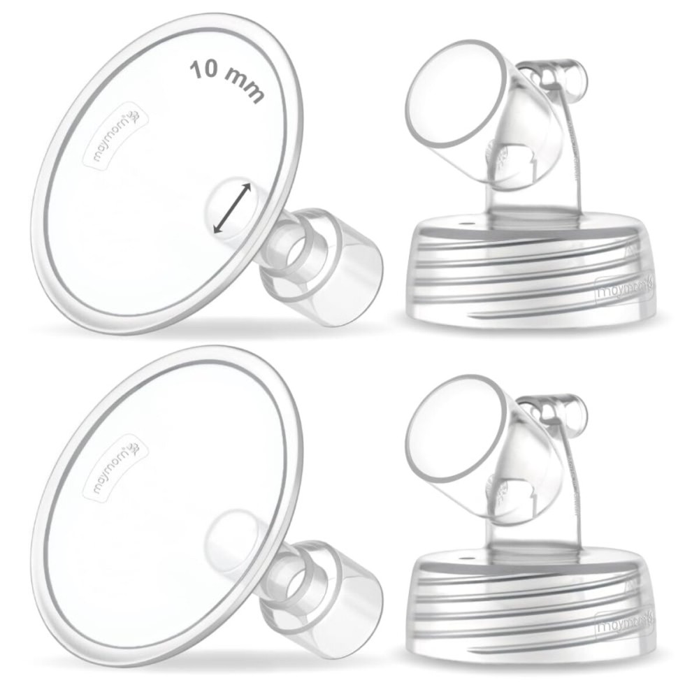 2X 10 mm Maymom Two-Piece Wide Neck Pump Parts for Spectra S1/S2 Pumps; Incl Wide Mouth Flanges; Not Original Spectra Flange