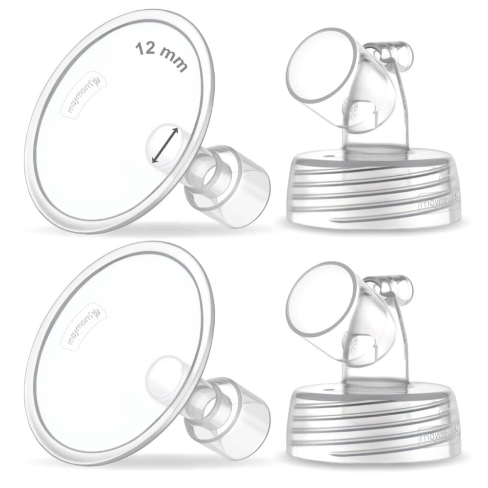 2X 12 mm Maymom Two-Piece Wide Neck Pump Parts for Spectra S1/S2 Pumps; Incl Wide Mouth Flanges; Not Original Spectra Flange
