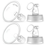 2X 12 mm Maymom Two-Piece Wide Neck Pump Parts for Spectra S1/S2 Pumps; Incl Wide Mouth Flanges; Not Original Spectra Flange