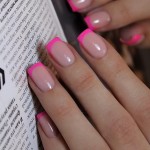 Hot Pink French Tip Press on Nails Short Square Nails Press ons French Tip Glue on Nails for Women DIY Acrylic French Nails Short Gel Nails, Natural Thick Extra Short French Fake Nails 30Pcs 15 Sizes