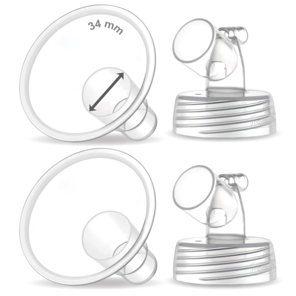 2X 34 mm Maymom Two-Piece Wide Neck Pump Parts for Spectra S1/S2 Pumps; Incl Wide Mouth Flanges; Not Original Spectra Flange