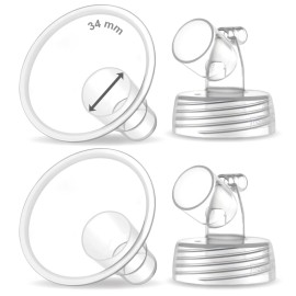 2X 34 mm Maymom Two-Piece Wide Neck Pump Parts for Spectra S1/S2 Pumps; Incl Wide Mouth Flanges; Not Original Spectra Flange