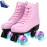 jessie Roller Skates Premium PU Leather Roller Skates for Women Classic Four-Wheel Outdoor and Indoor for Adults Women (Flash Wheel,Women\'s 10.5/ Men\'s 9)