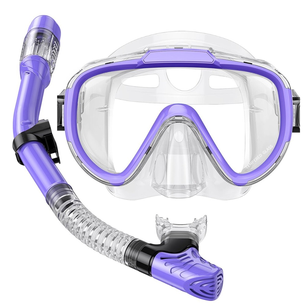 Seovediary Snorkeling Gear for Adults Anti-Fog Panoramic View Snorkel Mask Set Dry Top Snorkel Kit with Carry Bag for Snorkeling Scuba Diving Swimming Travel
