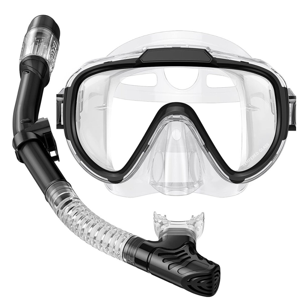 Seovediary Snorkeling Gear for Adults Anti-Fog Panoramic View Snorkel Mask Set Dry Top Snorkel Kit with Carry Bag for Snorkeling Scuba Diving Swimming Travel